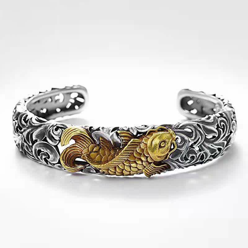 Nimara Ritual Koi Fish Grass Pattern Prosperity Wealth Bracelet Bangle