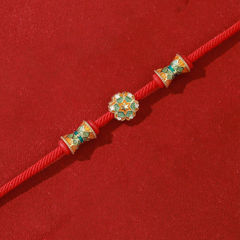 Nimara Ritual Dunhuang 925 Sterling Silver Lotus Drum New Beginning Red Rope Bracelet