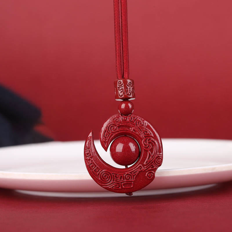 Nimara Ritual One's Luck Improves Design Patern Natural Cinnabar Concentration Necklace Pendant
