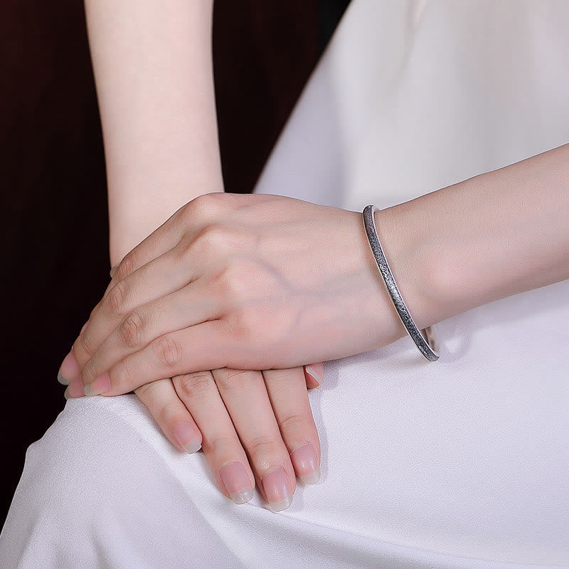 Nimara Ritual Vintage 999 Sterling Silver Auspicious Clouds Design Luck Bracelet Bangle
