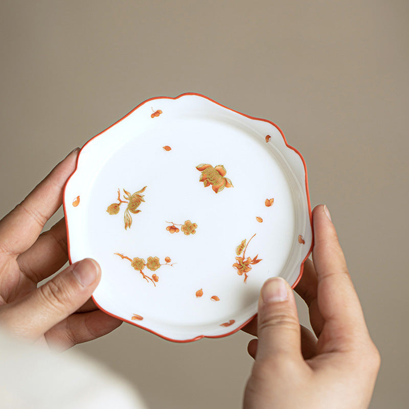 Nimara Ritual White Porcelain Flowers Ceramic Gaiwan Sancai Teacup Kung Fu Tea Cup And Saucer With Lid