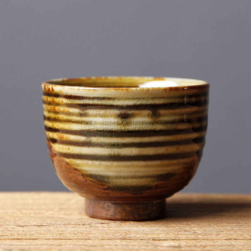 Nimara Ritual Vintage Brown Beige Kiln Change Ceramic Teacup Kung Fu Tea Cup Bowl