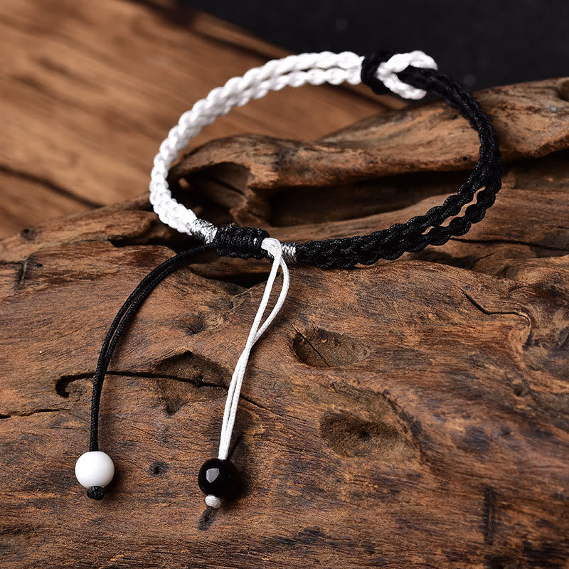 Nimara Ritual Handmade Black White Rope Braided Healing Bracelet