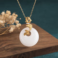 Nimara Ritual White Jade Koi Fish Wealth Prosperity Necklace Pendant