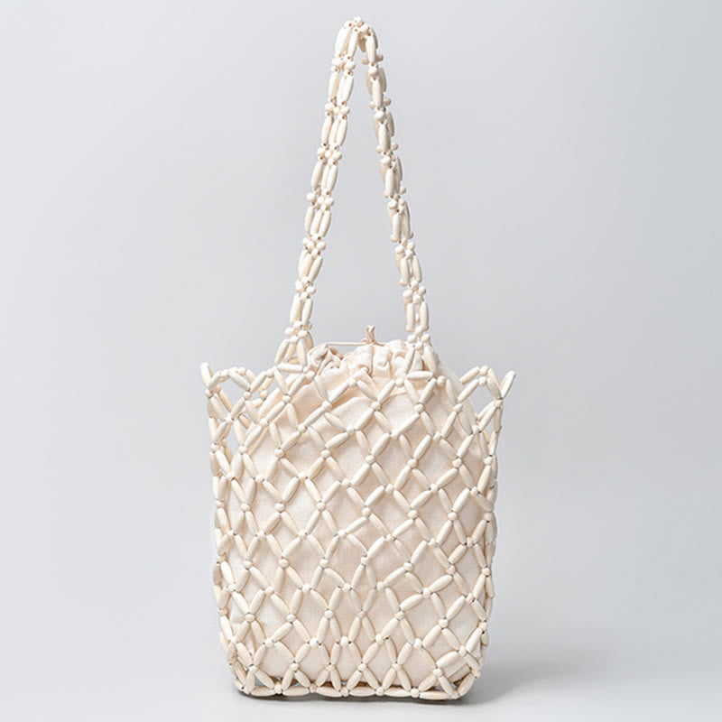 Nimara Ritual Hand-woven Wooden Beads Shoulder Bag Handbag