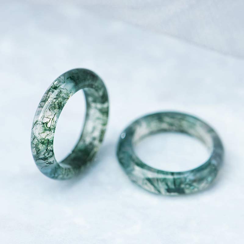 Nimara Ritual Moss Agate Healing Balance Ring