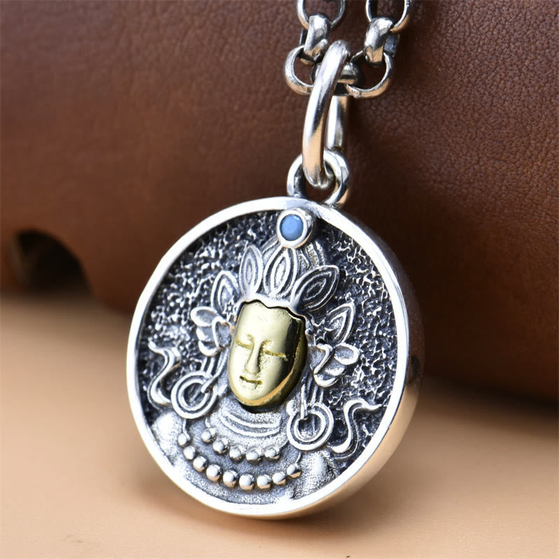 Nimara Ritual 925 Sterling Silver Green Tara Double Dorje Vajra Protection Necklace Pendant