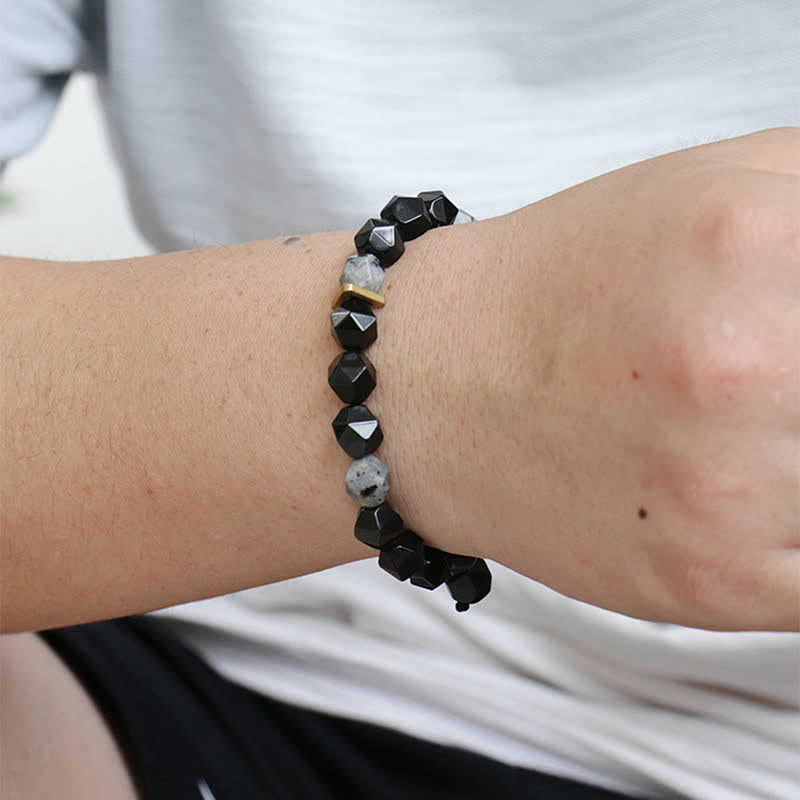 Nimara Ritual Black Obsidian Black Glitter Stone Purification Bracelet