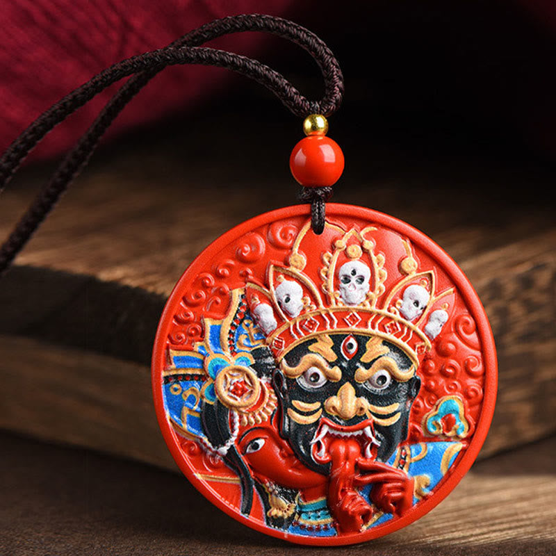 Nimara Ritual Zakiram Goddess of Wealth Painted Cinnabar Blessing Necklace Pendant