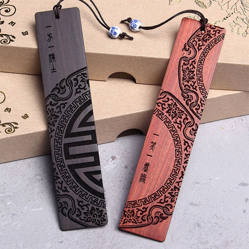 Nimara Ritual Zen Enlightenment Quotes Ebony Wood Small Leaf Red Sandalwood Bookmarks With Gift Box