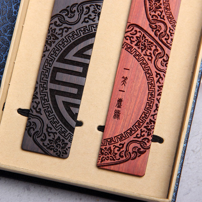 Nimara Ritual Zen Enlightenment Quotes Ebony Wood Small Leaf Red Sandalwood Bookmarks With Gift Box