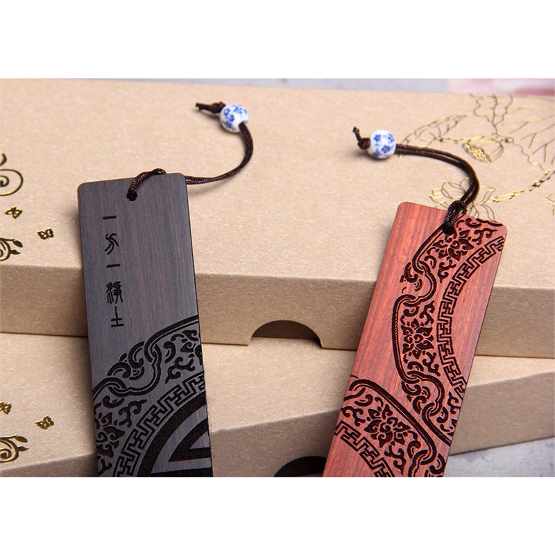 Nimara Ritual Zen Enlightenment Quotes Ebony Wood Small Leaf Red Sandalwood Bookmarks With Gift Box