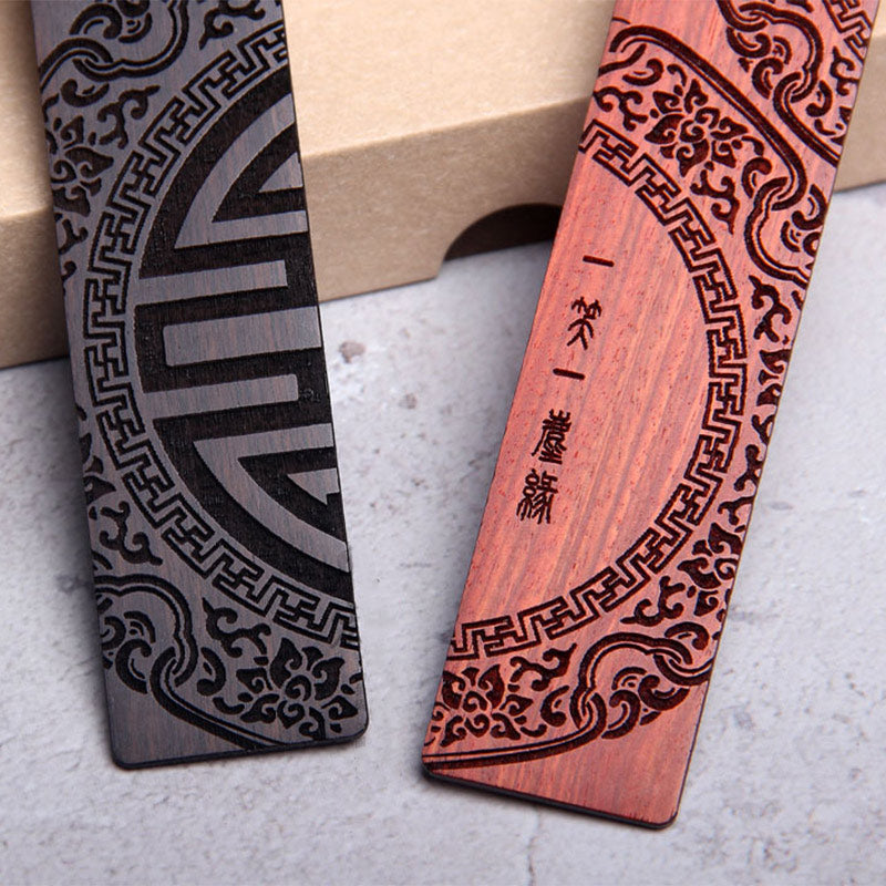 Nimara Ritual Zen Enlightenment Quotes Ebony Wood Small Leaf Red Sandalwood Bookmarks With Gift Box