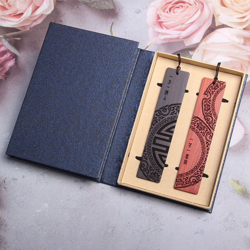 Nimara Ritual Zen Enlightenment Quotes Ebony Wood Small Leaf Red Sandalwood Bookmarks With Gift Box
