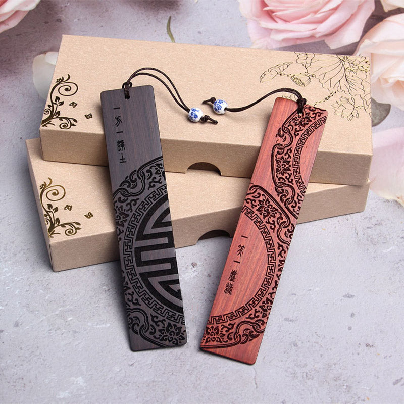 Nimara Ritual Zen Enlightenment Quotes Ebony Wood Small Leaf Red Sandalwood Bookmarks With Gift Box