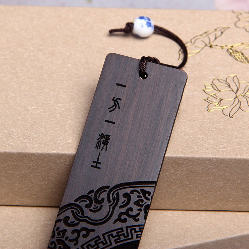 Nimara Ritual Zen Enlightenment Quotes Ebony Wood Small Leaf Red Sandalwood Bookmarks With Gift Box