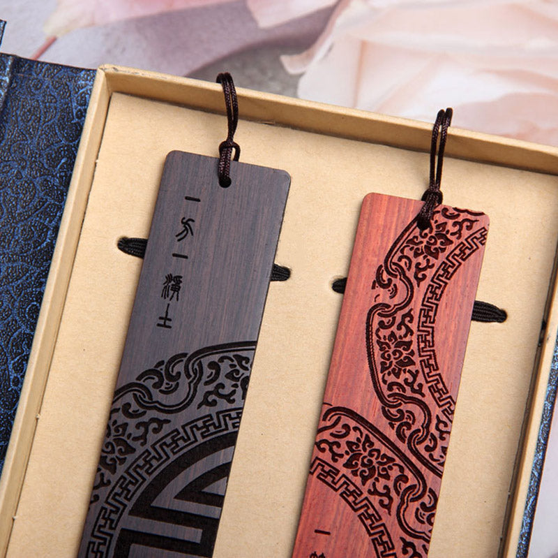 Nimara Ritual Zen Enlightenment Quotes Ebony Wood Small Leaf Red Sandalwood Bookmarks With Gift Box