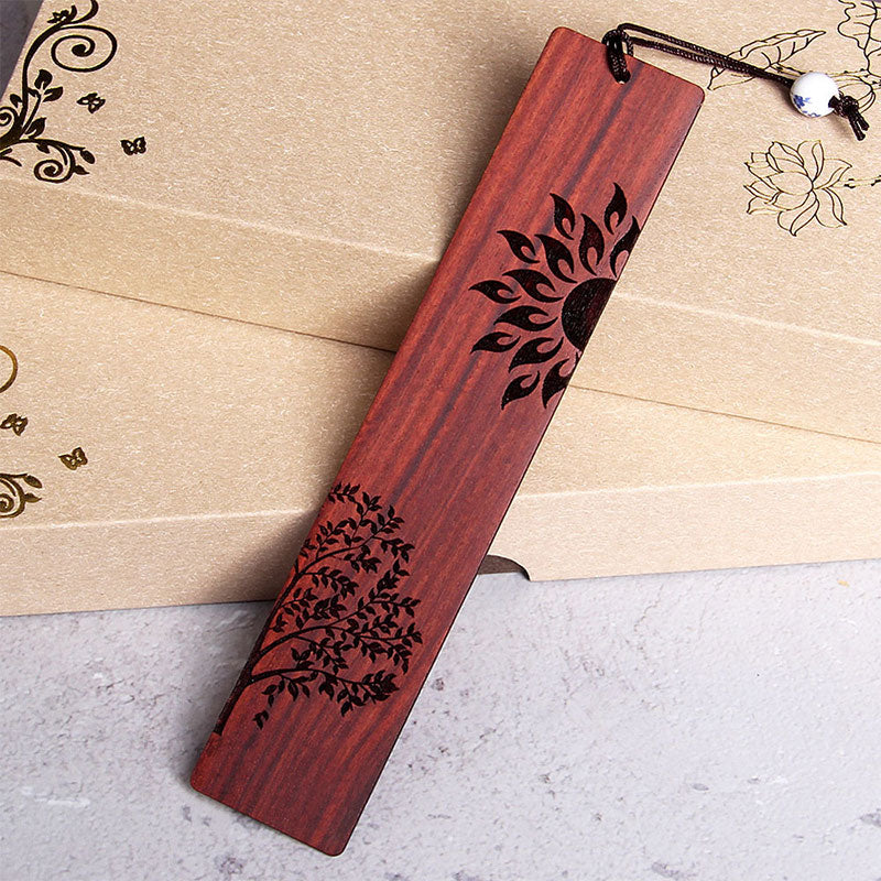 Nimara Ritual Sun Tree Ebony Wood Small Leaf Red Sandalwood Bookmarks With Gift Box