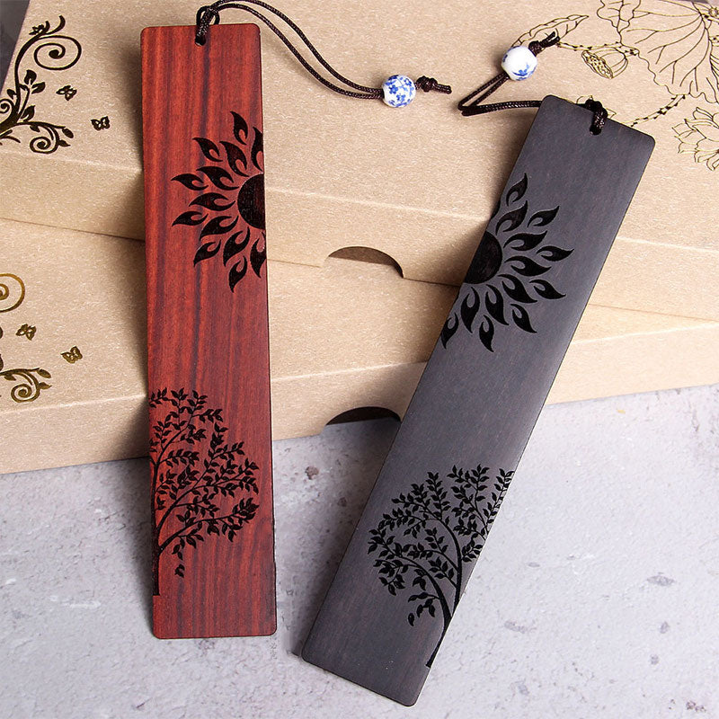 Nimara Ritual Sun Tree Ebony Wood Small Leaf Red Sandalwood Bookmarks With Gift Box