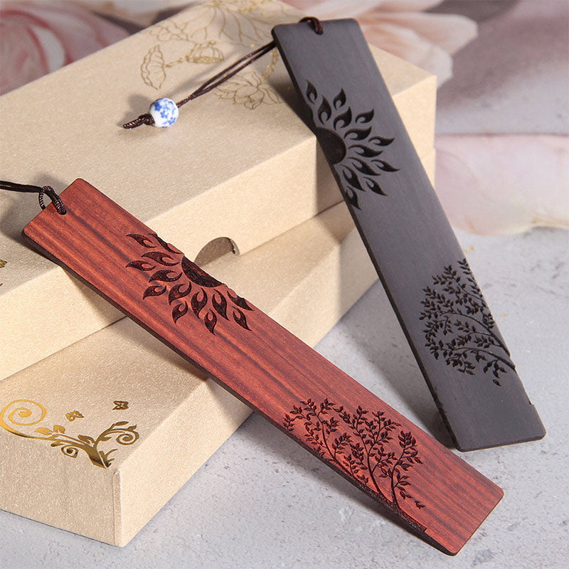 Nimara Ritual Sun Tree Ebony Wood Small Leaf Red Sandalwood Bookmarks With Gift Box