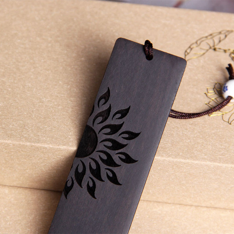 Nimara Ritual Sun Tree Ebony Wood Small Leaf Red Sandalwood Bookmarks With Gift Box