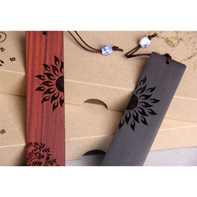 Nimara Ritual Sun Tree Ebony Wood Small Leaf Red Sandalwood Bookmarks With Gift Box
