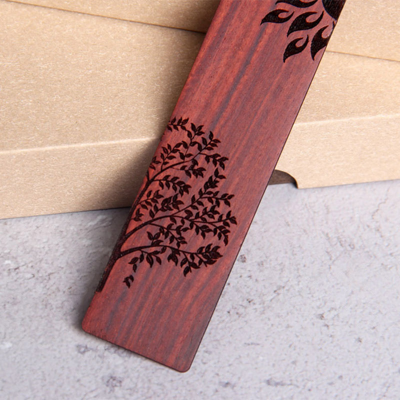 Nimara Ritual Sun Tree Ebony Wood Small Leaf Red Sandalwood Bookmarks With Gift Box