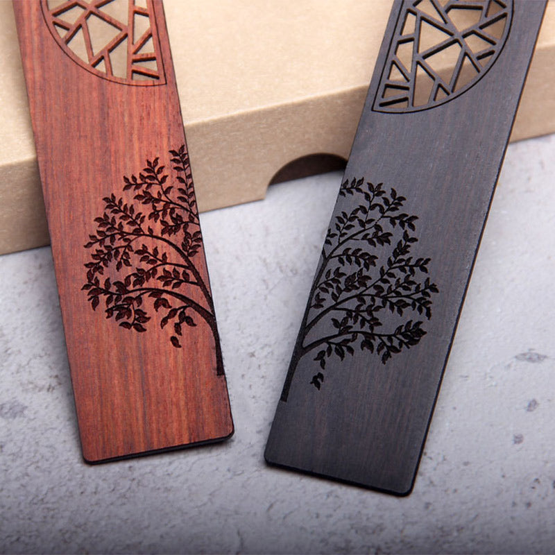 Nimara Ritual The Tree of Life Ebony Wood Small Leaf Red Sandalwood Bookmarks With Gift Box
