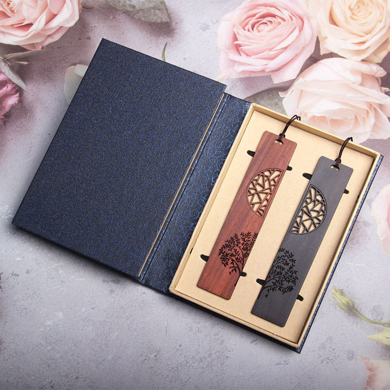Nimara Ritual The Tree of Life Ebony Wood Small Leaf Red Sandalwood Bookmarks With Gift Box
