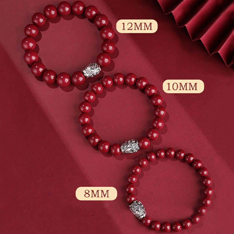 Nimara Ritual 999 Sterling Silver PiXiu Natural Cinnabar Wealth Luck Bracelet