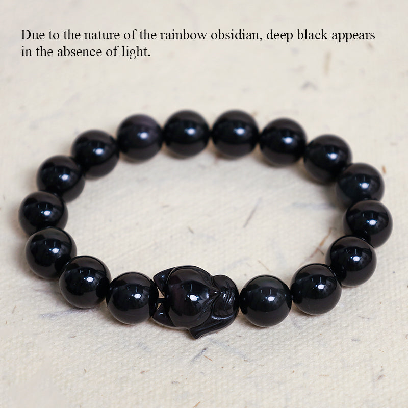 Nimara Ritual Rainbow Obsidian Fox Healing Positive Bracelet
