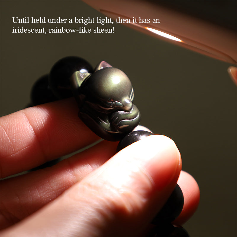 Nimara Ritual Rainbow Obsidian Fox Healing Positive Bracelet