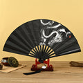 Nimara Ritual Dragon Phoenix Tiger Crane Eagle Wolf Koi Fish Handheld Folding Fan Lotus Tassel Fan