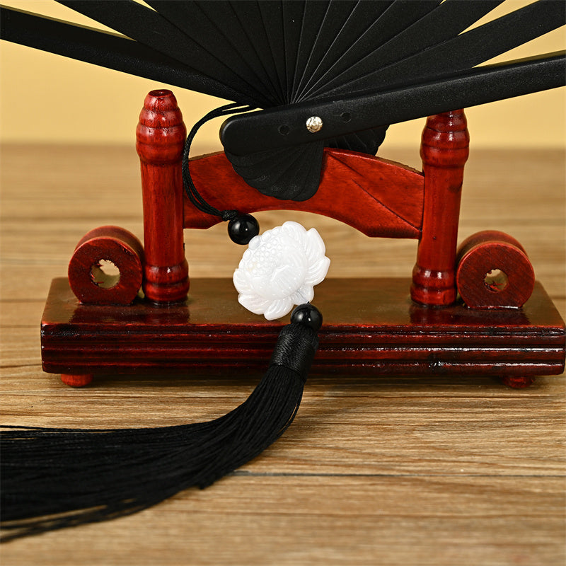 Nimara Ritual Dragon Phoenix Tiger Crane Eagle Wolf Koi Fish Handheld Folding Fan Lotus Tassel Fan