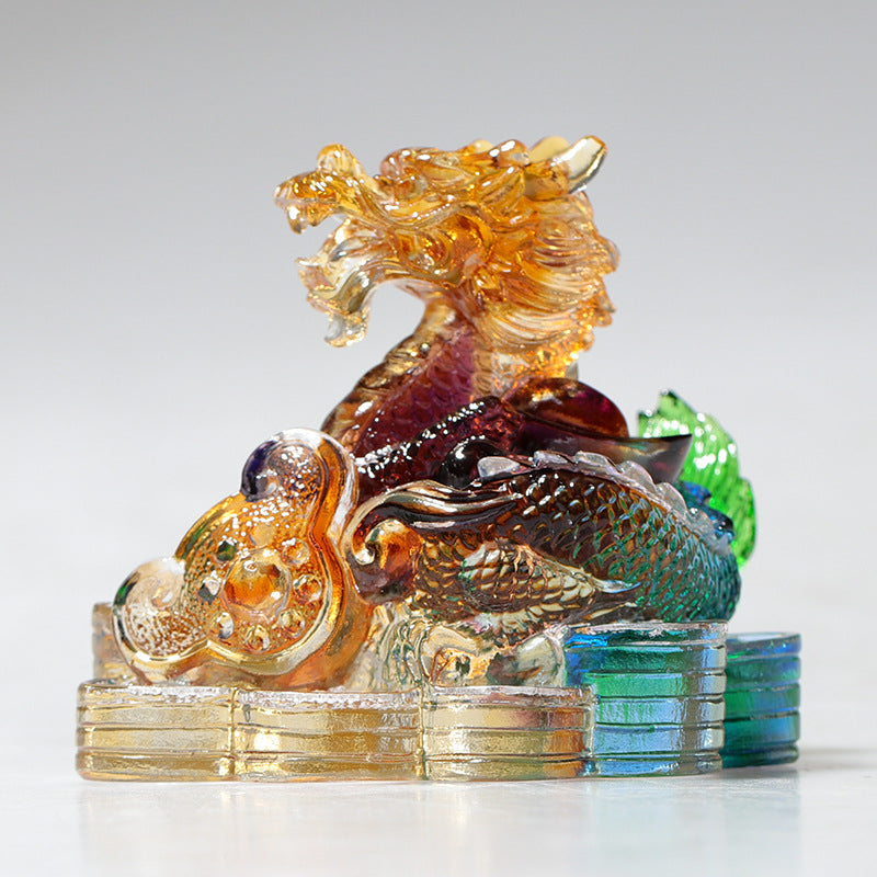 Nimara Ritual Year of the Dragon Handmade 12 Chinese Zodiac Liuli Crystal Art Piece Protection Home Office Decoration