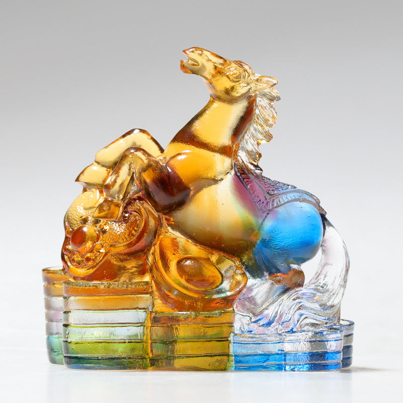 Nimara Ritual Year of the Dragon Handmade 12 Chinese Zodiac Liuli Crystal Art Piece Protection Home Office Decoration