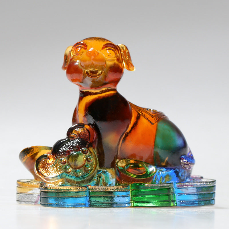 Nimara Ritual Year of the Dragon Handmade 12 Chinese Zodiac Liuli Crystal Art Piece Protection Home Office Decoration