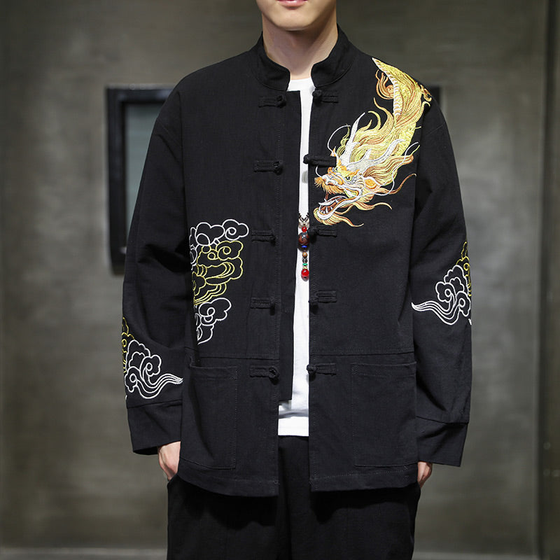 Nimara Ritual Dragon Auspicious Cloud Embroidery Clothing Chinese Tang Suit Jacket Men Clothing