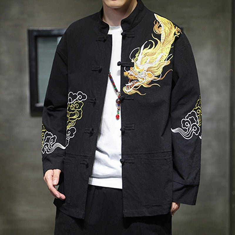 Nimara Ritual Dragon Auspicious Cloud Embroidery Clothing Chinese Tang Suit Jacket Men Clothing