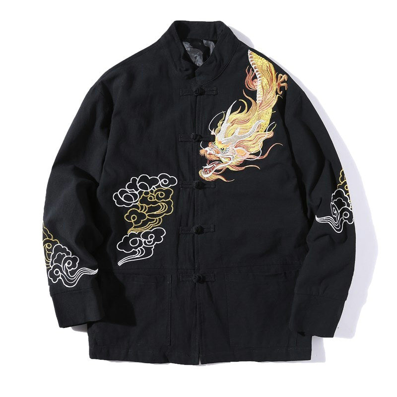 Nimara Ritual Dragon Auspicious Cloud Embroidery Clothing Chinese Tang Suit Jacket Men Clothing