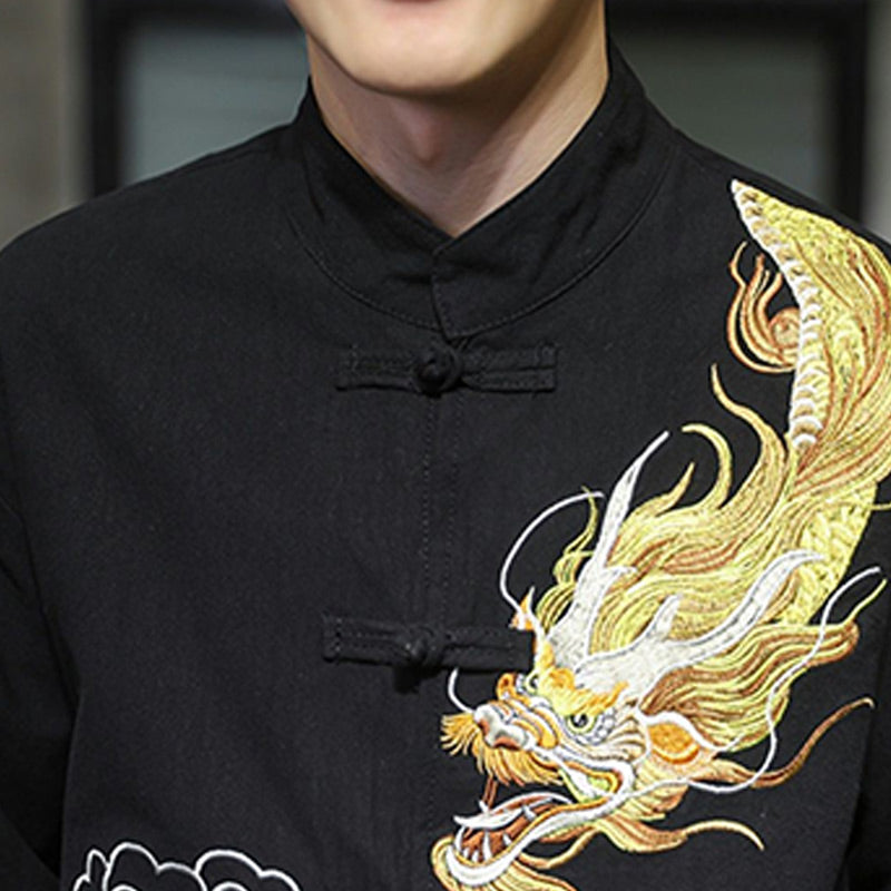 Nimara Ritual Dragon Auspicious Cloud Embroidery Clothing Chinese Tang Suit Jacket Men Clothing