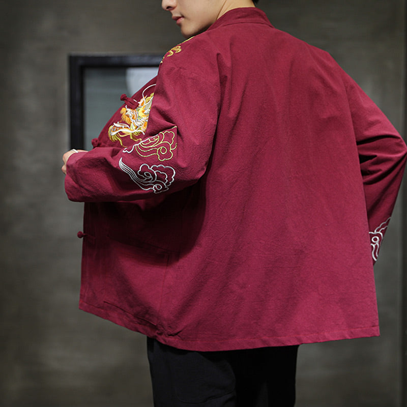 Nimara Ritual Dragon Auspicious Cloud Embroidery Clothing Chinese Tang Suit Jacket Men Clothing