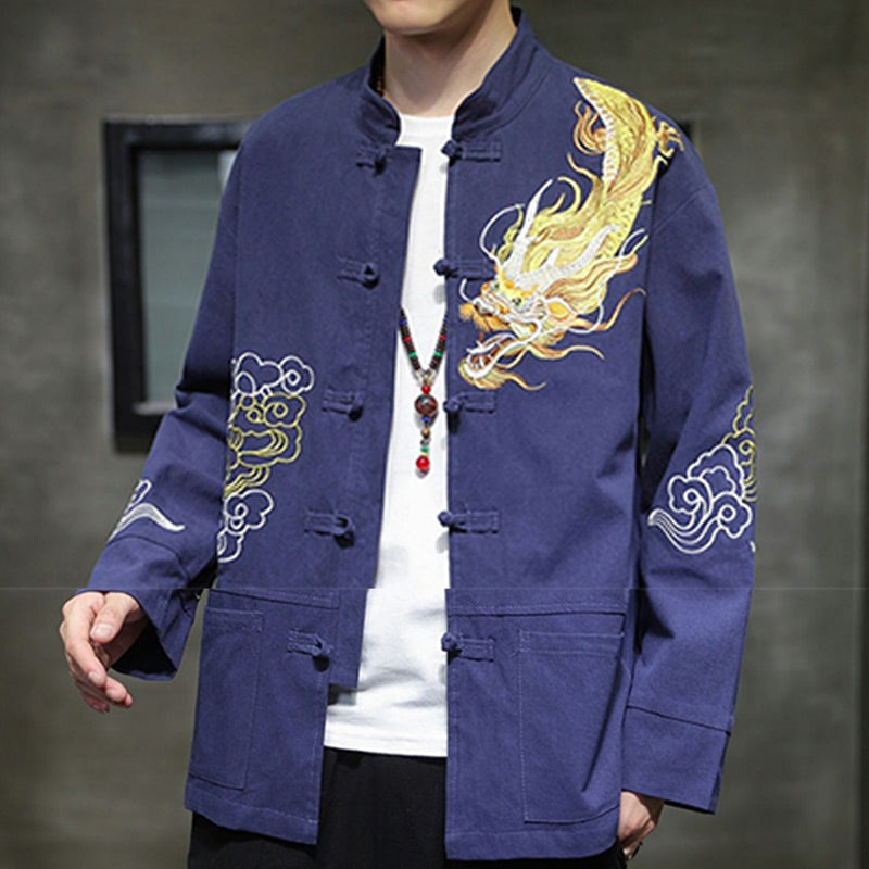 Nimara Ritual Dragon Auspicious Cloud Embroidery Clothing Chinese Tang Suit Jacket Men Clothing