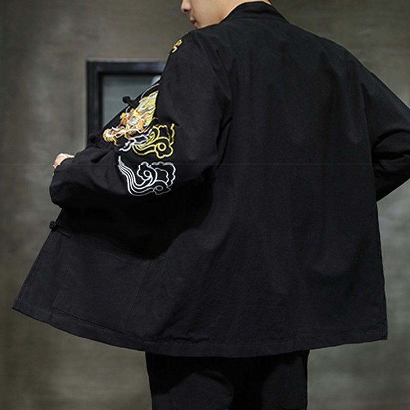 Nimara Ritual Dragon Auspicious Cloud Embroidery Clothing Chinese Tang Suit Jacket Men Clothing