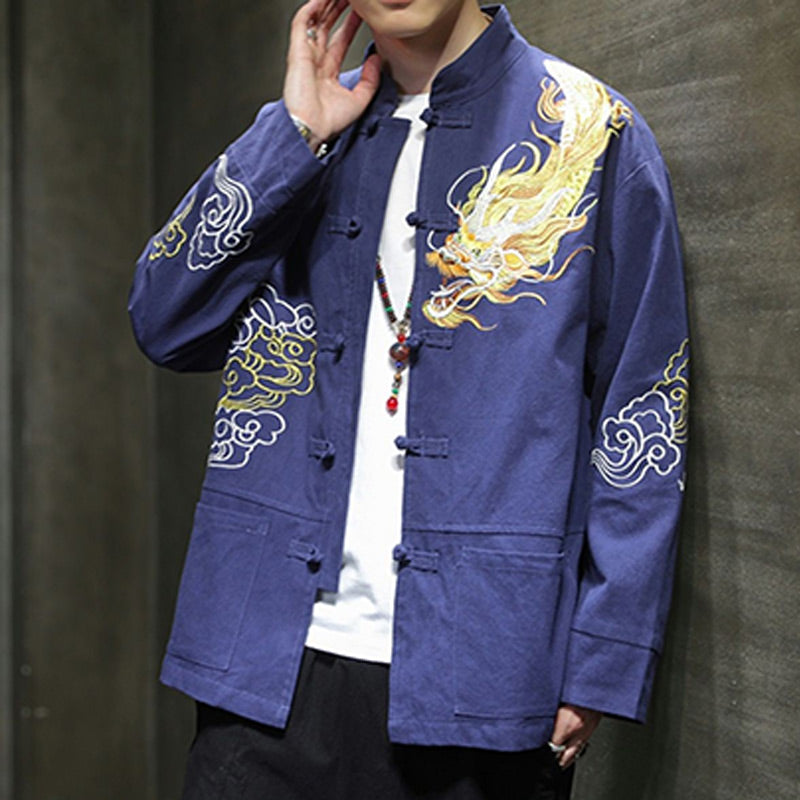 Nimara Ritual Dragon Auspicious Cloud Embroidery Clothing Chinese Tang Suit Jacket Men Clothing