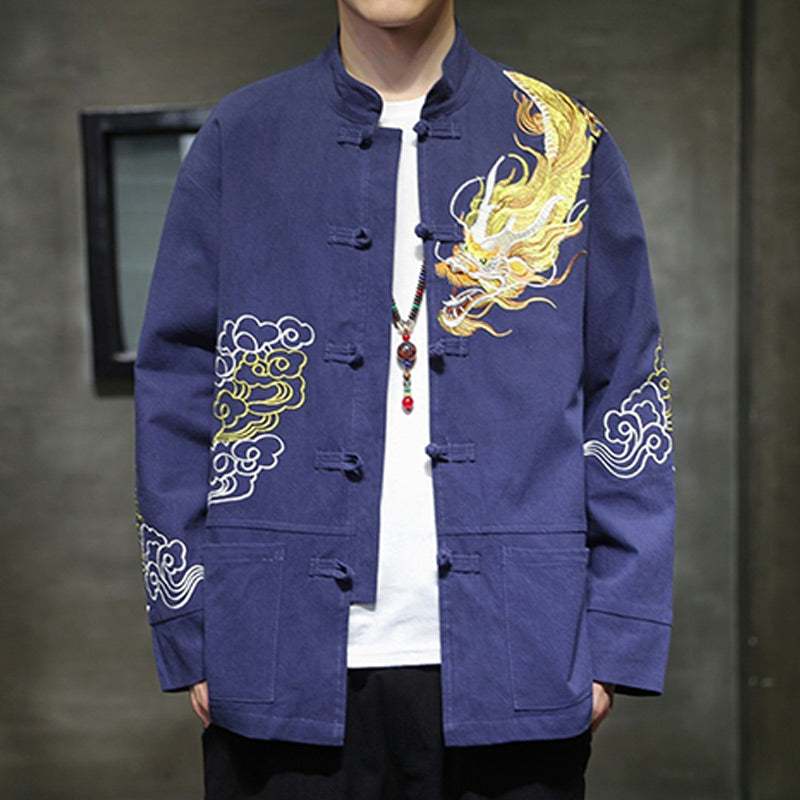 Nimara Ritual Dragon Auspicious Cloud Embroidery Clothing Chinese Tang Suit Jacket Men Clothing