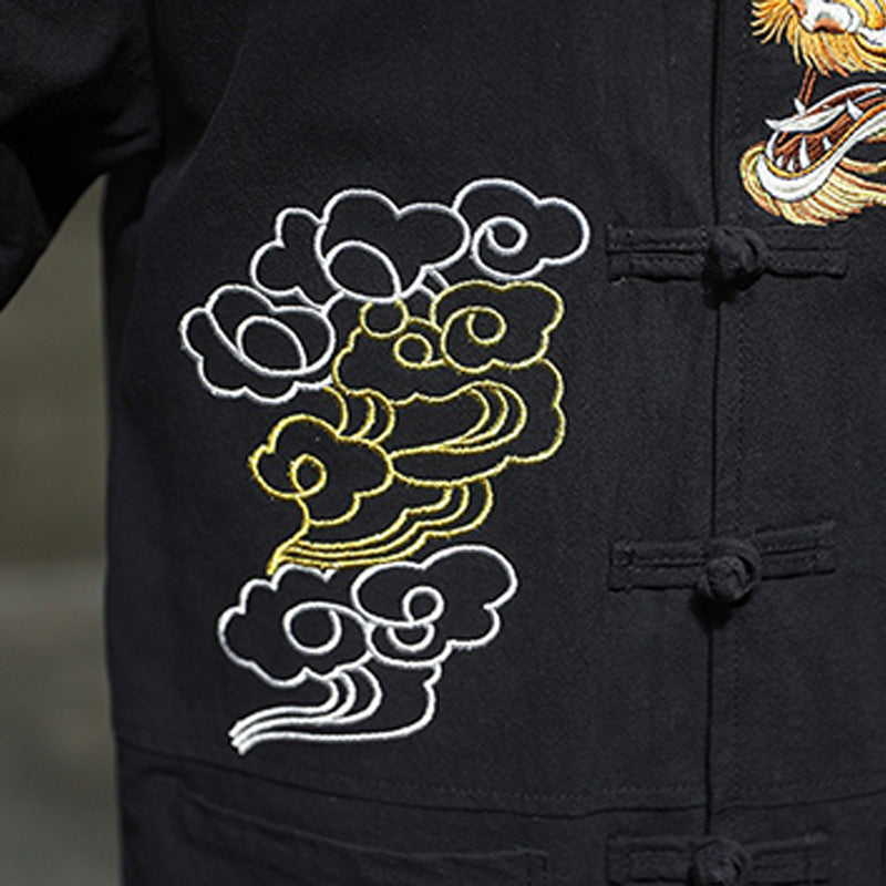 Nimara Ritual Dragon Auspicious Cloud Embroidery Clothing Chinese Tang Suit Jacket Men Clothing