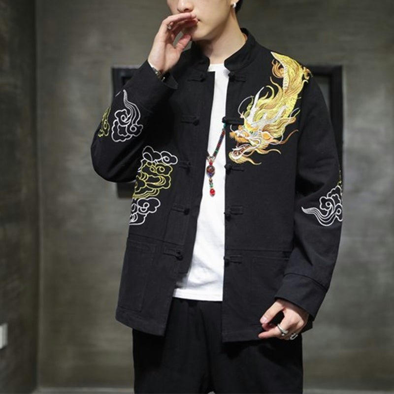 Nimara Ritual Dragon Auspicious Cloud Embroidery Clothing Chinese Tang Suit Jacket Men Clothing