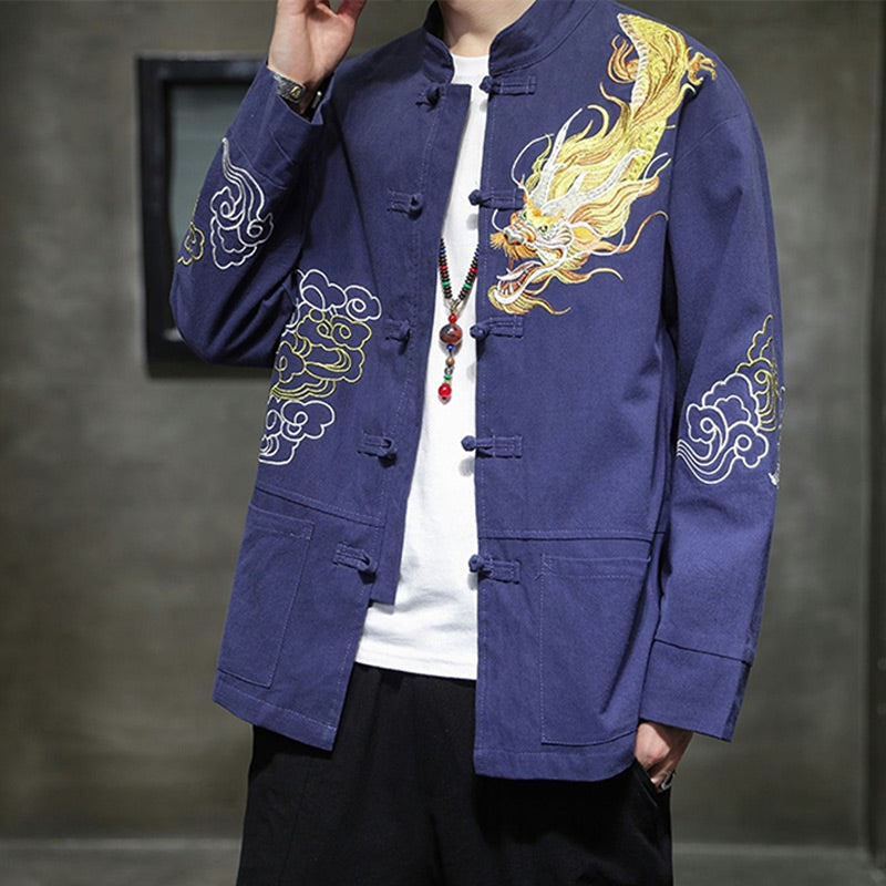 Nimara Ritual Dragon Auspicious Cloud Embroidery Clothing Chinese Tang Suit Jacket Men Clothing