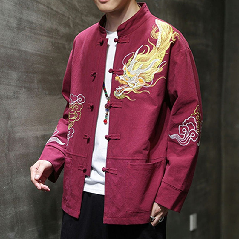 Nimara Ritual Dragon Auspicious Cloud Embroidery Clothing Chinese Tang Suit Jacket Men Clothing